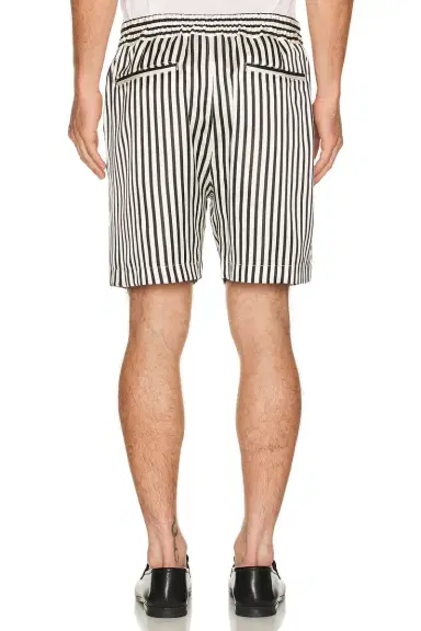 Tom Ford Fluid Silk Baton Stripe Pleated Piping Lounge Shorts | Thumbnail 2 Tom Ford Fluid Silk Baton Stripe Pleated Piping Lounge Shorts | Thumbnail 2