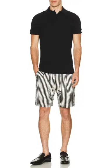 Tom Ford Fluid Silk Baton Stripe Pleated Piping Lounge Shorts | Thumbnail 3 Tom Ford Fluid Silk Baton Stripe Pleated Piping Lounge Shorts | Thumbnail 3