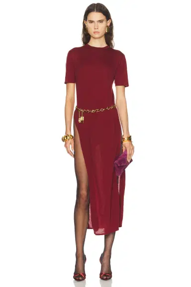 Saint Laurent Short Sleeve Maxi Dress | Thumbnail 1 Saint Laurent Short Sleeve Maxi Dress | Thumbnail 1