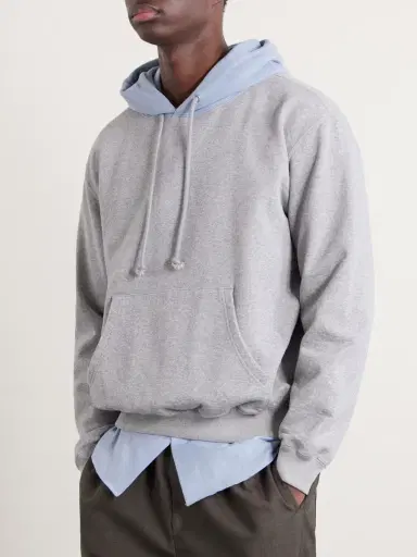 Auralee Two-Tone Cotton-Jersey Hoodie - Men | Thumbnail 3 Auralee Two-Tone Cotton-Jersey Hoodie - Men | Thumbnail 3