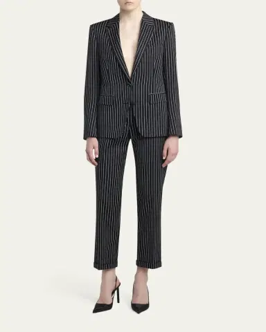 Tom Ford Pinstripe Straight-Leg Ankle Trousers | Thumbnail 2 Tom Ford Pinstripe Straight-Leg Ankle Trousers | Thumbnail 2