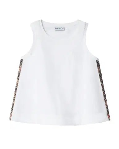 Burberry Girl 's Check Trim Cotton Top, Size 6M-1 | Thumbnail 1 Burberry Girl 's Check Trim Cotton Top, Size 6M-1 | Thumbnail 1