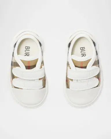 Burberry Kid's Check Cotton Low-Top Sneakers, Toddlers | Thumbnail 4 Burberry Kid's Check Cotton Low-Top Sneakers, Toddlers | Thumbnail 4