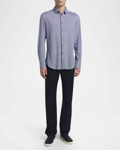 Giorgio Armani Men's Micro-Printed Stretch Button-Down Shirt | Thumbnail 2 Giorgio Armani Men's Micro-Printed Stretch Button-Down Shirt | Thumbnail 2