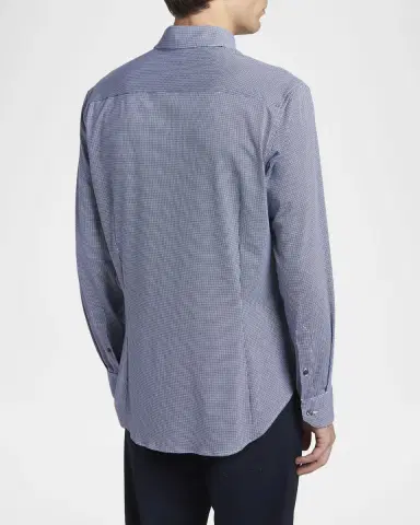 Giorgio Armani Men's Micro-Printed Stretch Button-Down Shirt | Thumbnail 3 Giorgio Armani Men's Micro-Printed Stretch Button-Down Shirt | Thumbnail 3