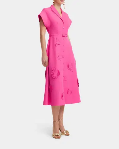 LEO LIN Aubrey Belted Floral Applique Midi Dress | Thumbnail 5 LEO LIN Aubrey Belted Floral Applique Midi Dress | Thumbnail 5