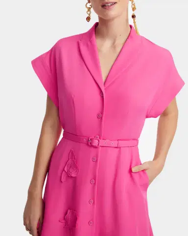 LEO LIN Aubrey Belted Floral Applique Midi Dress | Thumbnail 6 LEO LIN Aubrey Belted Floral Applique Midi Dress | Thumbnail 6