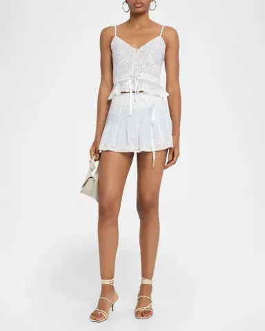 LoveShackFancy Solena Lace-Trim Floral Mini Skirt | Thumbnail 2 LoveShackFancy Solena Lace-Trim Floral Mini Skirt | Thumbnail 2