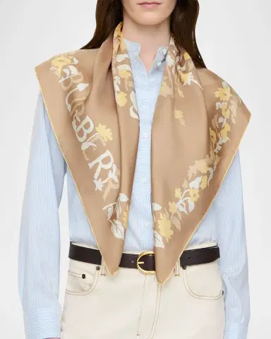 Burberry Floral EKD Silk Scarf | Thumbnail 2 Burberry Floral EKD Silk Scarf | Thumbnail 2