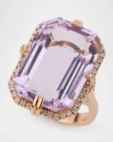 Goshwara Gossip Lavender Amethyst Emerald Cut Ring with Diamond in 18K Rose Gold | Thumbnail 3 Goshwara Gossip Lavender Amethyst Emerald Cut Ring with Diamond in 18K Rose Gold | Thumbnail 3