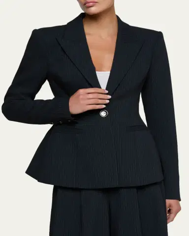 L'AGENCE Therese Single-Breasted Pinstripe Blazer | Thumbnail 4 L'AGENCE Therese Single-Breasted Pinstripe Blazer | Thumbnail 4