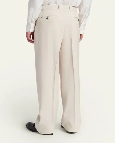 Tom Ford Men's Wool Relaxed-Fit Pleated Pants | Thumbnail 3 Tom Ford Men's Wool Relaxed-Fit Pleated Pants | Thumbnail 3
