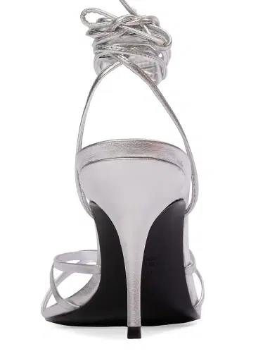 Black Suede Studio Women's Tally 80MM Sandals - Silver Metallic Leather - Size 12 | Thumbnail 4 Black Suede Studio Women's Tally 80MM Sandals - Silver Metallic Leather - Size 12 | Thumbnail 4