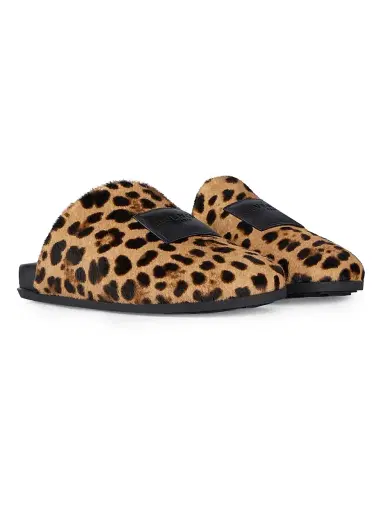 Givenchy Women's Label Flat Mules in Pony Effect Leather with Leopard Pattern - Black Beige | Thumbnail 2 Givenchy Women's Label Flat Mules in Pony Effect Leather with Leopard Pattern - Black Beige | Thumbnail 2