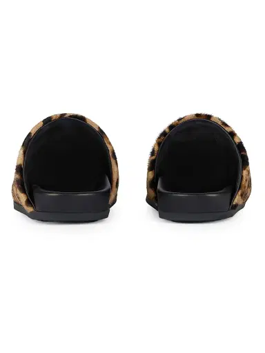 Givenchy Women's Label Flat Mules in Pony Effect Leather with Leopard Pattern - Black Beige | Thumbnail 3 Givenchy Women's Label Flat Mules in Pony Effect Leather with Leopard Pattern - Black Beige | Thumbnail 3