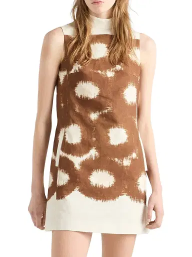 Prada Women's Printed Canvas Mini-Dress - Brown | Thumbnail 2 Prada Women's Printed Canvas Mini-Dress - Brown | Thumbnail 2