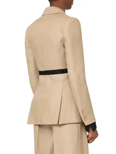 Max Mara Women's Double Breasted Blazer in Wool and Cotton Canvas - Camel | Thumbnail 3 Max Mara Women's Double Breasted Blazer in Wool and Cotton Canvas - Camel | Thumbnail 3