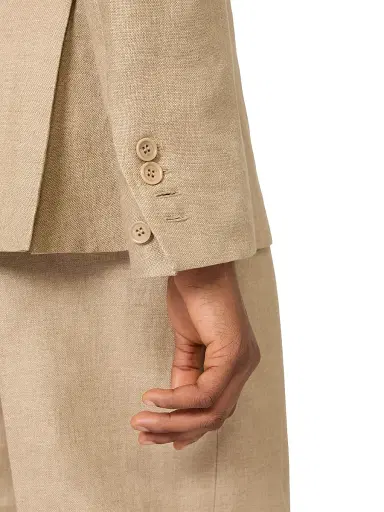 Max Mara Women's Double Breasted Blazer in Wool and Cotton Canvas - Camel | Thumbnail 5 Max Mara Women's Double Breasted Blazer in Wool and Cotton Canvas - Camel | Thumbnail 5