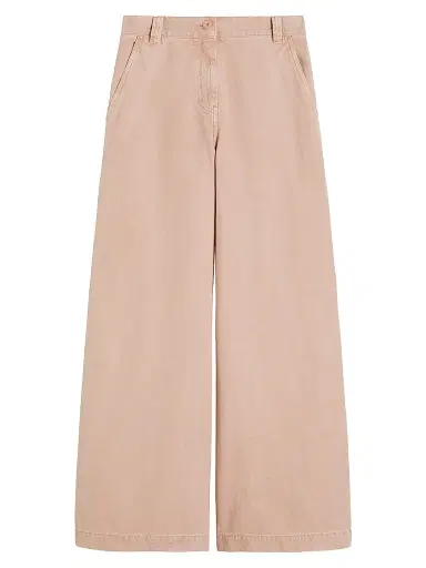 Weekend Max Mara Women's Cotton Canvas Wide Leg Trousers - Pink | Thumbnail 1 Weekend Max Mara Women's Cotton Canvas Wide Leg Trousers - Pink | Thumbnail 1