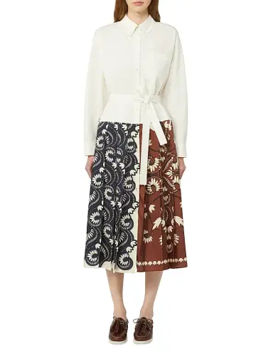 Weekend Max Mara Women's Printed Cotton and Twill Shirt Dress - White Multi | Thumbnail 2 Weekend Max Mara Women's Printed Cotton and Twill Shirt Dress - White Multi | Thumbnail 2