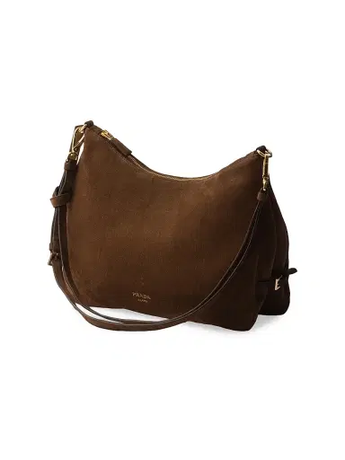 Prada Women's Fold Suede Shoulder Bag - Brown | Thumbnail 4 Prada Women's Fold Suede Shoulder Bag - Brown | Thumbnail 4