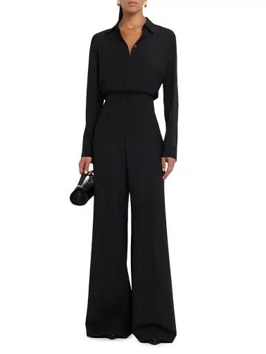 Carolina Herrera Women's Wool High-Rise Wide-Leg Pants - Black | Thumbnail 2 Carolina Herrera Women's Wool High-Rise Wide-Leg Pants - Black | Thumbnail 2