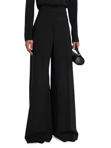 Carolina Herrera Women's Wool High-Rise Wide-Leg Pants - Black | Thumbnail 3 Carolina Herrera Women's Wool High-Rise Wide-Leg Pants - Black | Thumbnail 3