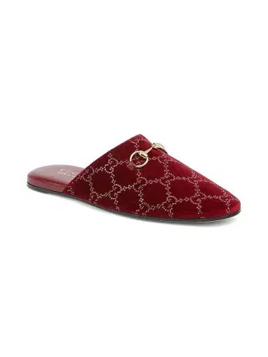 Gucci Women's Lucy Horsebit Velvet Mules - Ros Ancora | Thumbnail 2 Gucci Women's Lucy Horsebit Velvet Mules - Ros Ancora | Thumbnail 2