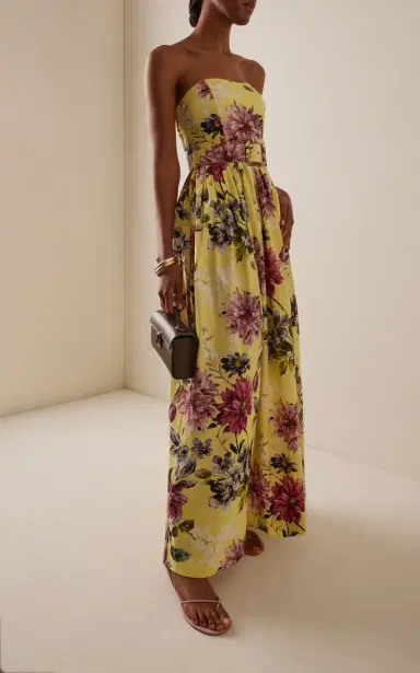 Cara Cara Greenfield Belted Strapless Floral Cotton Maxi Dress | Thumbnail 2 Cara Cara Greenfield Belted Strapless Floral Cotton Maxi Dress | Thumbnail 2