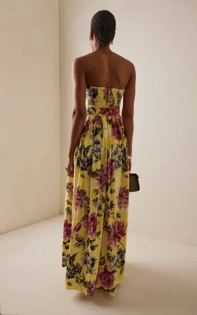 Cara Cara Greenfield Belted Strapless Floral Cotton Maxi Dress | Thumbnail 4 Cara Cara Greenfield Belted Strapless Floral Cotton Maxi Dress | Thumbnail 4