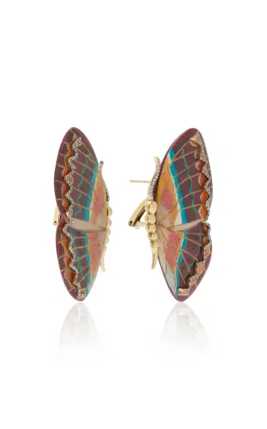 Silvia Furmanovich Marquetry Blue Lilac And Burgundy Butterfly Earrings | Thumbnail 3 Silvia Furmanovich Marquetry Blue Lilac And Burgundy Butterfly Earrings | Thumbnail 3