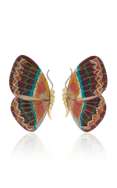 Silvia Furmanovich Marquetry Blue Lilac And Burgundy Butterfly Earrings | Thumbnail 1 Silvia Furmanovich Marquetry Blue Lilac And Burgundy Butterfly Earrings | Thumbnail 1