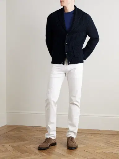 MR P. Shawl-Collar Ribbed Cotton and Cashmere-Blend Cardigan - Men | Thumbnail 2 MR P. Shawl-Collar Ribbed Cotton and Cashmere-Blend Cardigan - Men | Thumbnail 2
