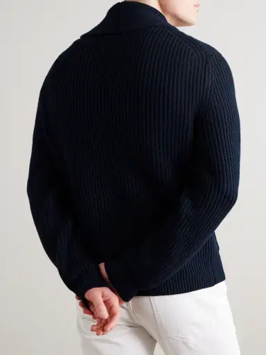 MR P. Shawl-Collar Ribbed Cotton and Cashmere-Blend Cardigan - Men | Thumbnail 4 MR P. Shawl-Collar Ribbed Cotton and Cashmere-Blend Cardigan - Men | Thumbnail 4