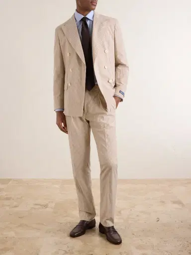Polo Ralph Lauren Straight-Leg Pleated Striped Cotton-Seersucker Suit Trousers - Men | Thumbnail 2 Polo Ralph Lauren Straight-Leg Pleated Striped Cotton-Seersucker Suit Trousers - Men | Thumbnail 2