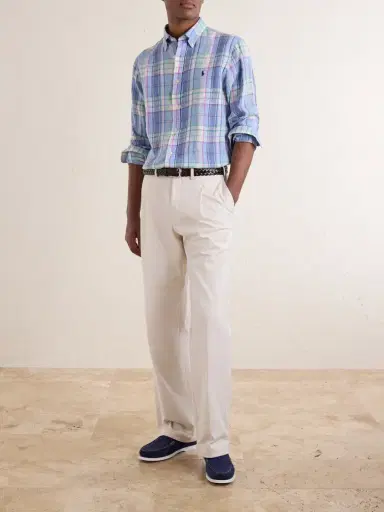 Polo Ralph Lauren Button-Down Collar Logo-Embroidered Checked Linen Shirt - Men | Thumbnail 2 Polo Ralph Lauren Button-Down Collar Logo-Embroidered Checked Linen Shirt - Men | Thumbnail 2