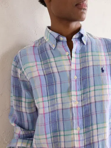 Polo Ralph Lauren Button-Down Collar Logo-Embroidered Checked Linen Shirt - Men | Thumbnail 5 Polo Ralph Lauren Button-Down Collar Logo-Embroidered Checked Linen Shirt - Men | Thumbnail 5