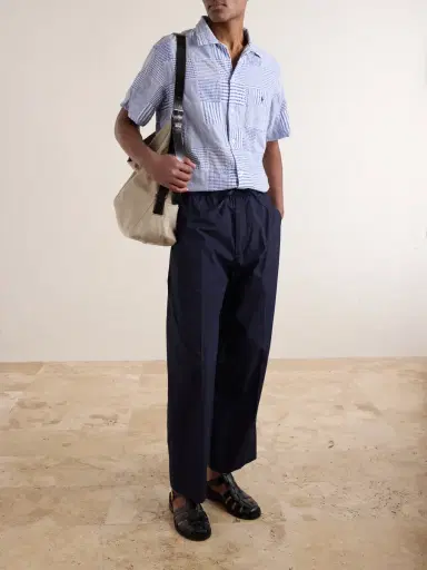 Polo Ralph Lauren Convertible-Collar Logo-Embroidered Patchwork Cotton-Seersucker Shirt - Men | Thumbnail 2 Polo Ralph Lauren Convertible-Collar Logo-Embroidered Patchwork Cotton-Seersucker Shirt - Men | Thumbnail 2