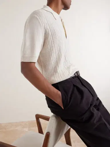 PIACENZA 1733 Silk and Linen-Blend Polo Shirt - Men | Thumbnail 5 PIACENZA 1733 Silk and Linen-Blend Polo Shirt - Men | Thumbnail 5