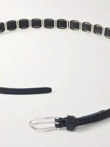 Our Legacy Billow 1cm Silver-Tone and Leather Belt - Men | Thumbnail 3 Our Legacy Billow 1cm Silver-Tone and Leather Belt - Men | Thumbnail 3