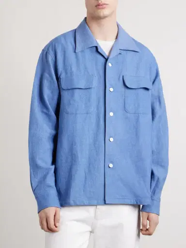 Visvim Carrow Convertible-Collar Wool and Linen-Blend Shirt - Men | Thumbnail 3 Visvim Carrow Convertible-Collar Wool and Linen-Blend Shirt - Men | Thumbnail 3