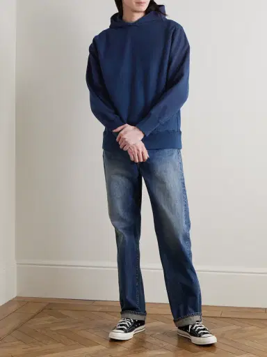 Blue Blue Japan Indigo-Dyed Organic Cotton-Jersey Hoodie - Men | Thumbnail 2 Blue Blue Japan Indigo-Dyed Organic Cotton-Jersey Hoodie - Men | Thumbnail 2