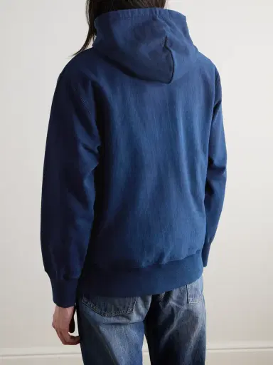Blue Blue Japan Indigo-Dyed Organic Cotton-Jersey Hoodie - Men | Thumbnail 3 Blue Blue Japan Indigo-Dyed Organic Cotton-Jersey Hoodie - Men | Thumbnail 3