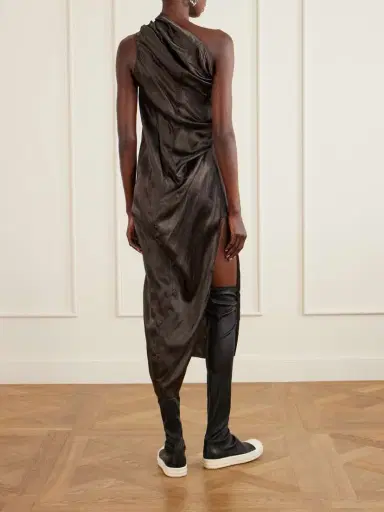 Rick Owens Athena One-shoulder Satin Midi Dress | Thumbnail 3 Rick Owens Athena One-shoulder Satin Midi Dress | Thumbnail 3
