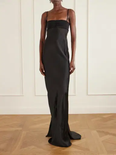 Rick Owens Tulle-paneled Satin Maxi Dress | Thumbnail 2 Rick Owens Tulle-paneled Satin Maxi Dress | Thumbnail 2
