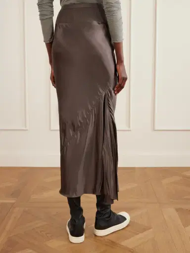 Rick Owens Ribbed Jersey And Recycled-satin Midi Skirt | Thumbnail 4 Rick Owens Ribbed Jersey And Recycled-satin Midi Skirt | Thumbnail 4