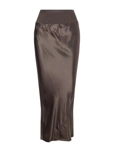 Rick Owens Ribbed Jersey And Recycled-satin Midi Skirt | Thumbnail 1 Rick Owens Ribbed Jersey And Recycled-satin Midi Skirt | Thumbnail 1