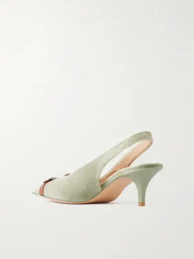 JW Anderson Buckle-embellished Leather-trimmed Velvet Slingback Pumps | Thumbnail 3 JW Anderson Buckle-embellished Leather-trimmed Velvet Slingback Pumps | Thumbnail 3