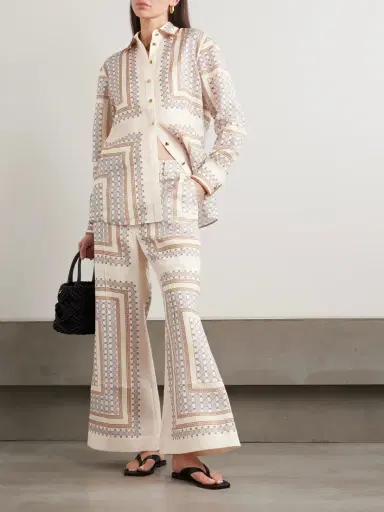 Zimmermann Cropped Flared Printed Linen Pants | Thumbnail 2 Zimmermann Cropped Flared Printed Linen Pants | Thumbnail 2