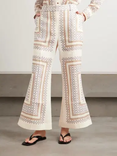 Zimmermann Cropped Flared Printed Linen Pants | Thumbnail 3 Zimmermann Cropped Flared Printed Linen Pants | Thumbnail 3